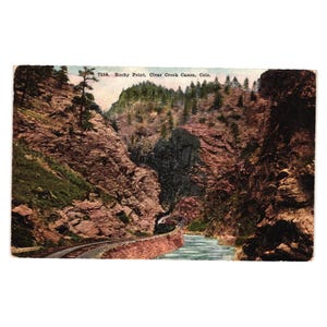 Carte postale vintage Rocky Point Clear Creek Canon Colorado Scenic Train Railroad