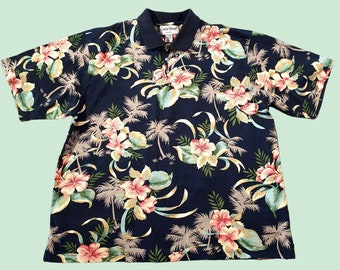 Cooke Street Mens L Short Sleeve Shirt Hawaiian Polo Vacation Relaxed Casual