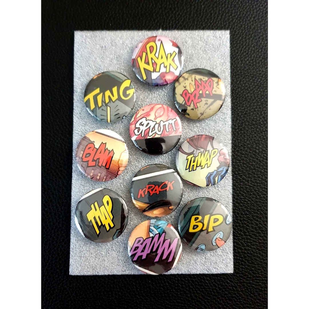 Comic Book Action Buttons Handmade Craft Character 1.25