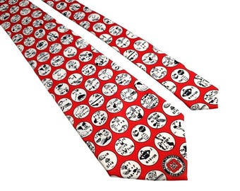 Narragansett Beer Riddles Print Red White Mens Necktie Fun Graphics Novelty Gift