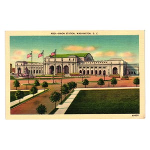 Stara pocztówka Union Station Washington DC autorstwa BS Reynolds Co Metrocraft Nieużywana