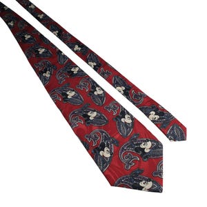 Vintage Disney Mickey Mouse Necktie Paisley Design Balance Inc Tie Works Maroon