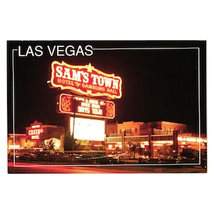 Hôtel Gambling Hall Sams Town carte postale vintage Nevada Las Vegas 1991 vacances