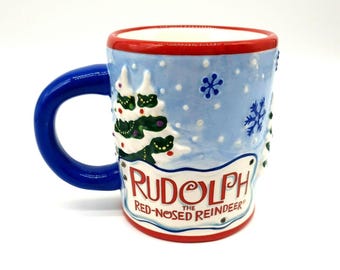 Rudolph Red Nose Coffee Cocoa Mug Musical Collectable 6oz Holiday Movie Cartoon