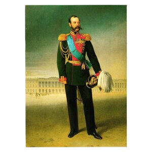 Portrait d'Alexandre II par E. Botman 1875 carte postale vintage Russie impression tsar