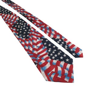 Patriotic American Flag Vintage Necktie Mark Dean Collection Holiday Red Blue