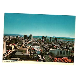Carte postale vintage San Diego Skyline California Downtown Coronado Island 6ED-804
