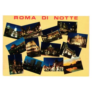 Carte postale vintage Roma Di Notte Italie 1971 vacances tourisme attraction routière