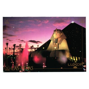 Vintage Postkarte Luxor Las Vegas Night Lights Brunnen Pyramide Urlaub Kasino