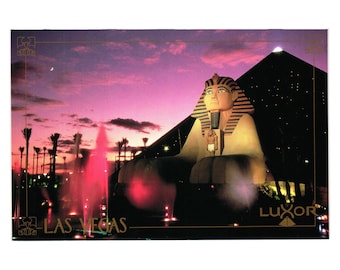 Vintage Postcard Luxor Las Vegas Night Lights Fountain Pyramid Vacation Casino