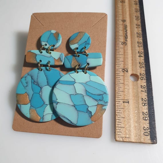 Handmade Statement Polymer Clay Dangle Earrings B… - image 3