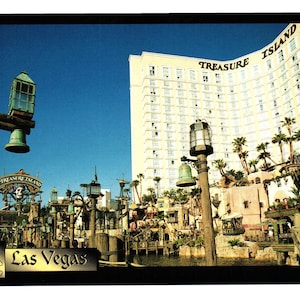 Carte postale vintage Treasure Island Pirate Theme Hotel Casino Vacation 2US NV 429