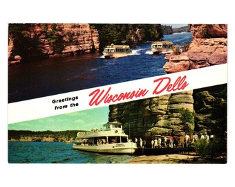 Vintage Wisconsin Dells Postcard H.H. Bennett Studio Featuring Scenic Boat Tours