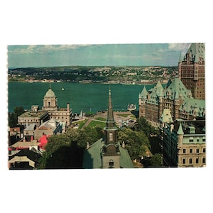 Carte postale vintage Québec Canada Flèche de la cathédrale Holy Trinity St Lawrence