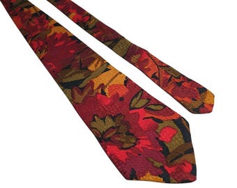 Emilio Ponti Floral Silk Tie Multicolor Bold Autumn Hues Mens Neckwear Handcrafted
