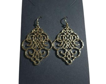 Gold Tone Filigree Dangle Formal Hook Backing Women Earrings Casual Lightweight