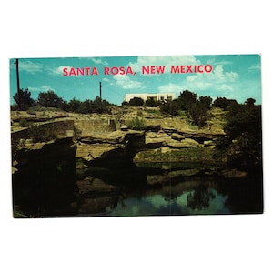 Carte postale vintage Santa Rosa Nouveau-Mexique Blue Hole Scène de formation rocheuse naturelle