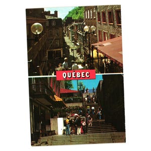Vintage kaart Quebec Montagne Sous-le-Fort Petit Champlain Views Tourism