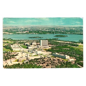 Carte postale vintage Université Laurentienne Vue aérienne Sudbury (Ontario) Canada