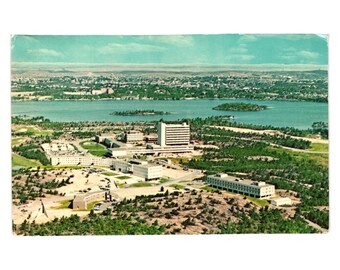 Stara pocztówka Laurentian University Widok z lotu ptaka Sudbury Ontario Kanada