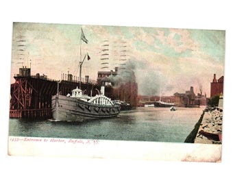 Antique Postcard Entrance To Harbor Buffalo NY Souvenir Post Card Co Posted 1906
