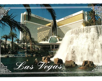 Las Vegas Mirage Vintage Postcard Hotel Casino Fountains Lagoon Waterfall Nevada