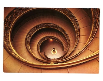Cartolina d'epoca della scala a chiocciola del Museo Vaticano a Roma Turismo Religione