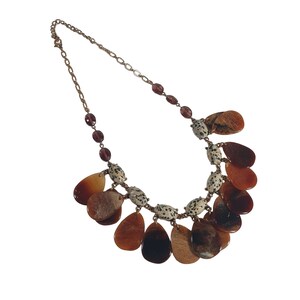 Teardrop Granite Print Womens Necklace Jewelry 17&quot; to 20&quot; Length Glass Plastic