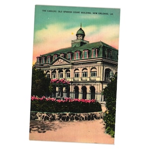 Cartão postal vintage The Cabildo Old Spanish Court Building Nova Orleans LA Linho