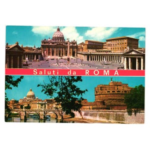 Vintage italienische Postkarte Saluti Da Roma St Petersbasilika Castel SantAngelo
