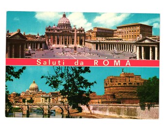 Vintage italienische Postkarte Saluti Da Roma St Petersbasilika Castel SantAngelo