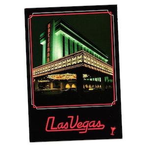 Hacienda, entrée principale, veilleuses, carte postale vintage, complexe hôtelier, casino, Vegas