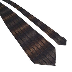 Di Mosgio Hand Made Silk Tie Striped Pattern Brown Black Diagonal Design Gift