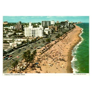 Postal vintage de John Hinde, Fort Lauderdale, playa, vacaciones, turismo, playa, océano