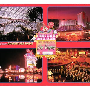 Vintage carte postale 1995 Circus Las Vega Casino jeux de hasard spectacles