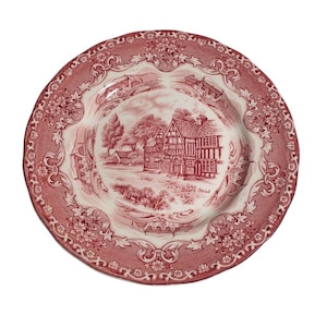 Grindley Staffordshire English Country Inns Bear Head Bread Plate Floral Rim