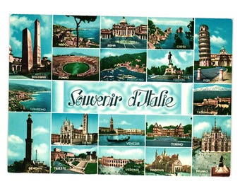 Vintage Italian Postcard Featuring Iconic Landmarks Souvenir dItalie Multiview