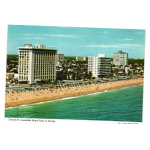 Weinlese-Ft. Lauderdale-Strand-Postkarte-Ferienstrand-Ozean-Tourismus Florida