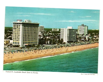 Vintage Ft Lauderdale Beach Postcard Vacation Beach Ocean  Tourism Florida