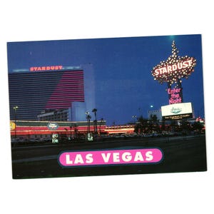Las Vegas Stardust HotelCasino Vintage Postkarte Marquee Night Lights 2US NYV 390