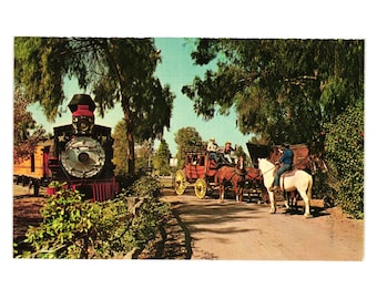 Vintage 1948 Knotts Berry Farm Postkutschenraub Postkarte Tourismus Straßenrand