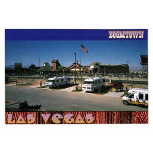Carte postale vintage Boomtown Las Vegas Nevada RV Park Casino vacances touristiques 1994