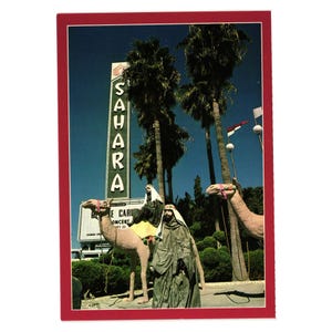 Sahara Hotel Kasino Vintage Postkarte Nevada Las Vegas Statuen 2USälv 285