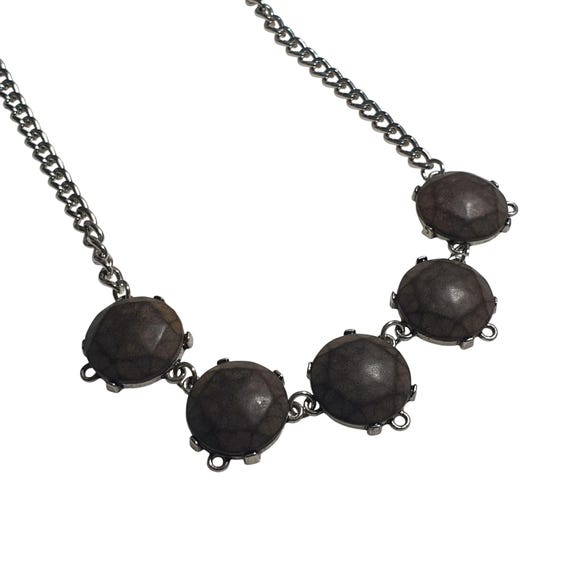 Faceted Round Stone Brown Statement Necklace Adju… - image 2