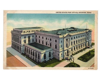 Vintage Postcard United States Post Office Houston Texas Linen Era 1930s-1940s