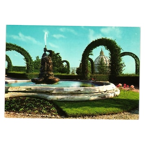 Carte postale Jardins du Vatican 1971 vintage Vacances Touristes Religion Sainte Rome Italie