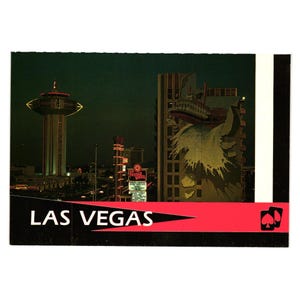 Carte postale vintage Las Vegas de lumières nocturnes d'hôtel de point de repère de roue à aubes d'hôtel