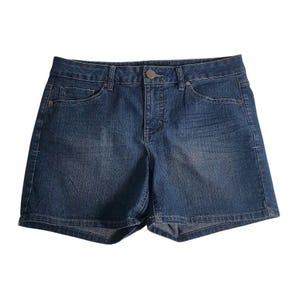 Beau Dawson Denim Shorts Womens Size 10 Mid Rise Embroidered Pocket Dark Wash