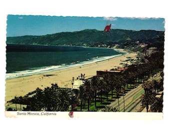 Vintage Santa Monica CA Postcard Beach Ocean Vacation Tourism Strip Hotel FLAW
