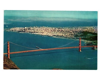 Air View Golden Gate Bridge San Francisco Vintage Postcard Smith News SF Calif